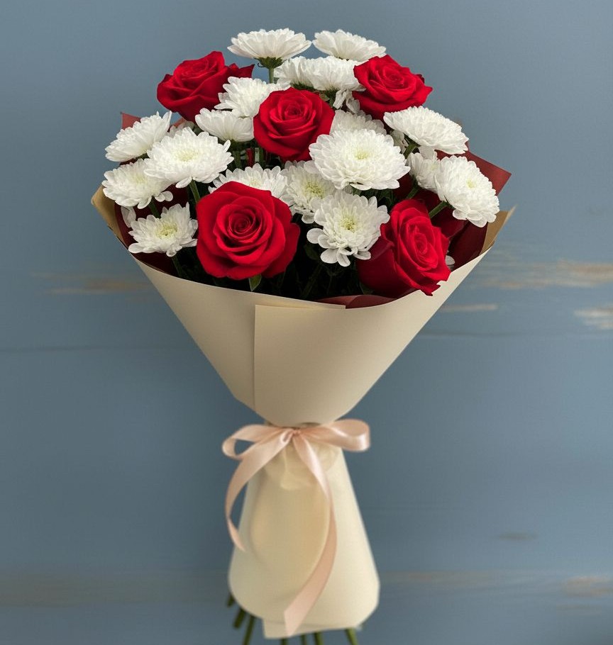 Букет цветов из: Розы и Хризантемы в Красногвардейском