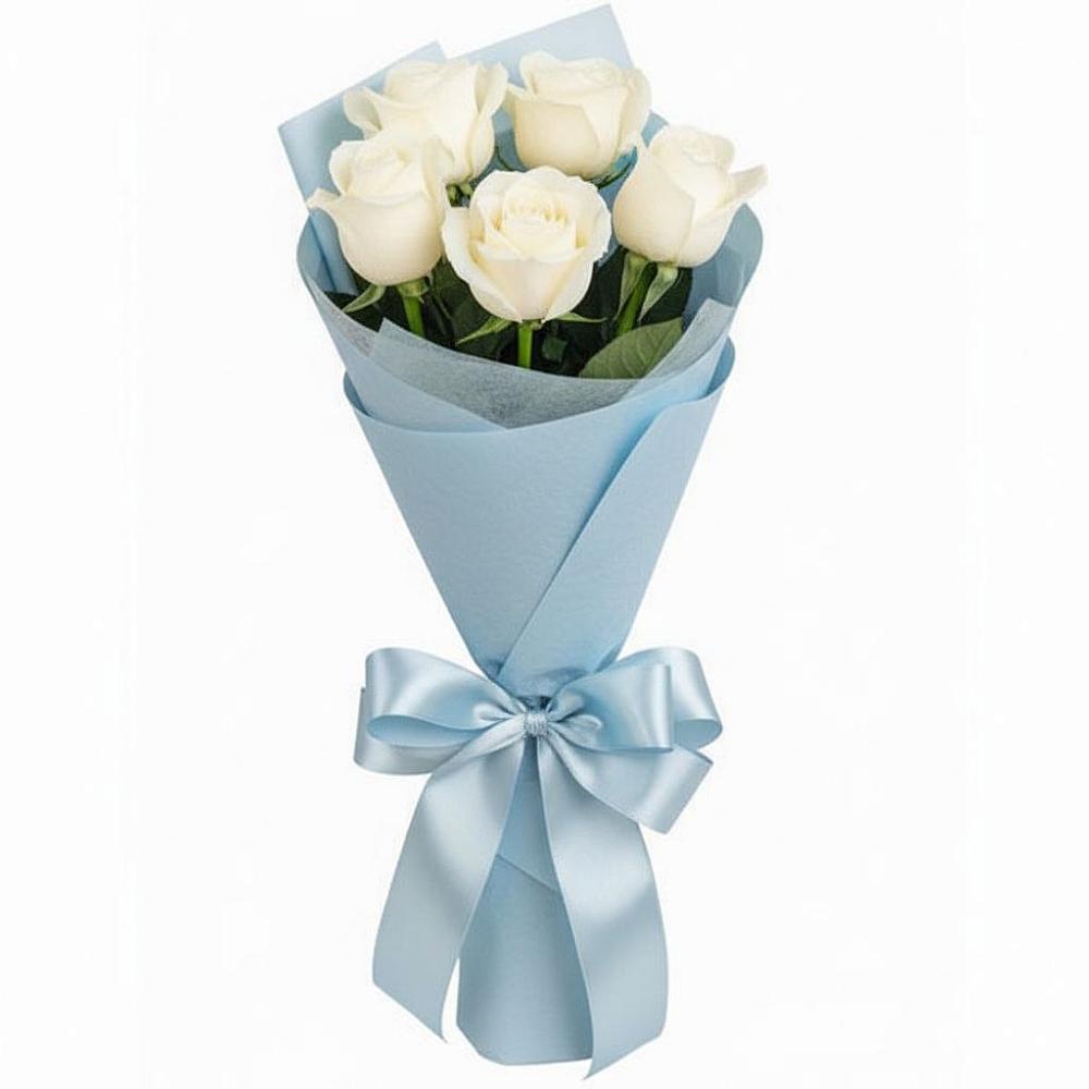 Букет 5 Белых роз Проуд в Красногвардейском