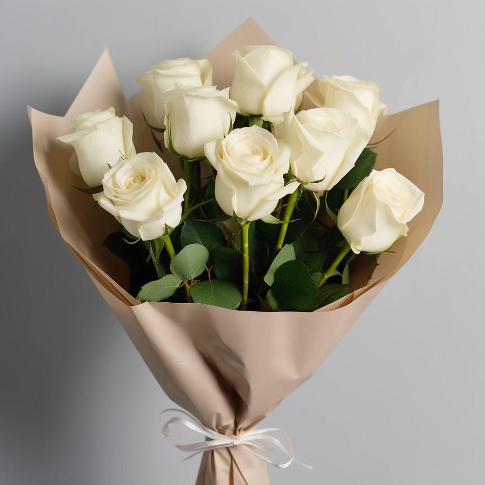 Букет 9 Белых роз Эдлесс Лав в Красногвардейском