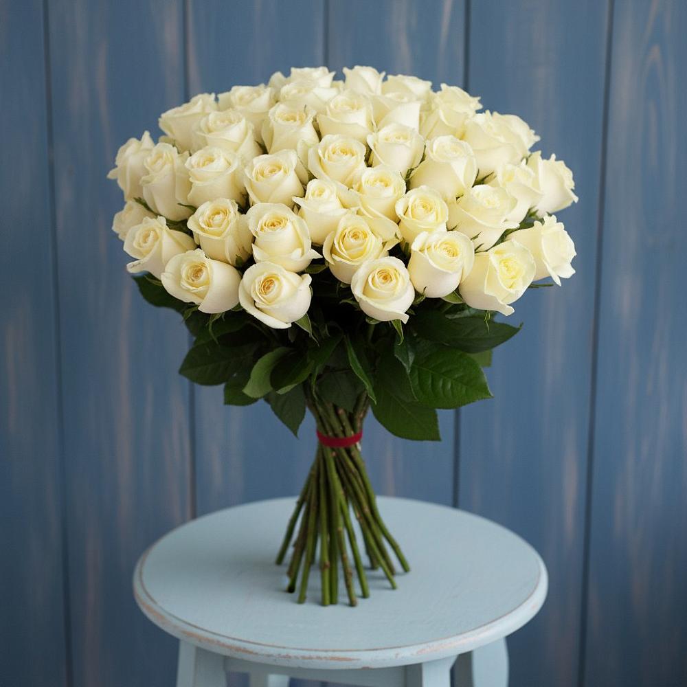 Букет 51 Белая роза Эдлесс Лав в Красногвардейском