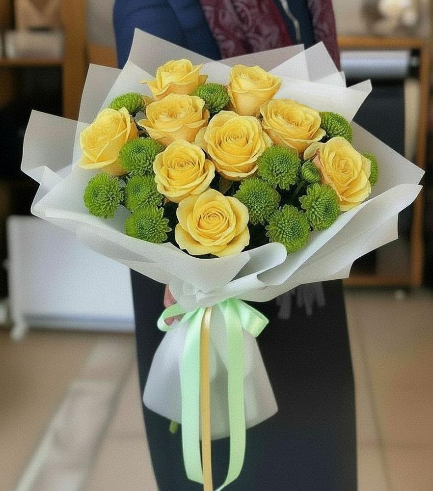 Букет цветов из: Хризантемы и Розы в Красногвардейском