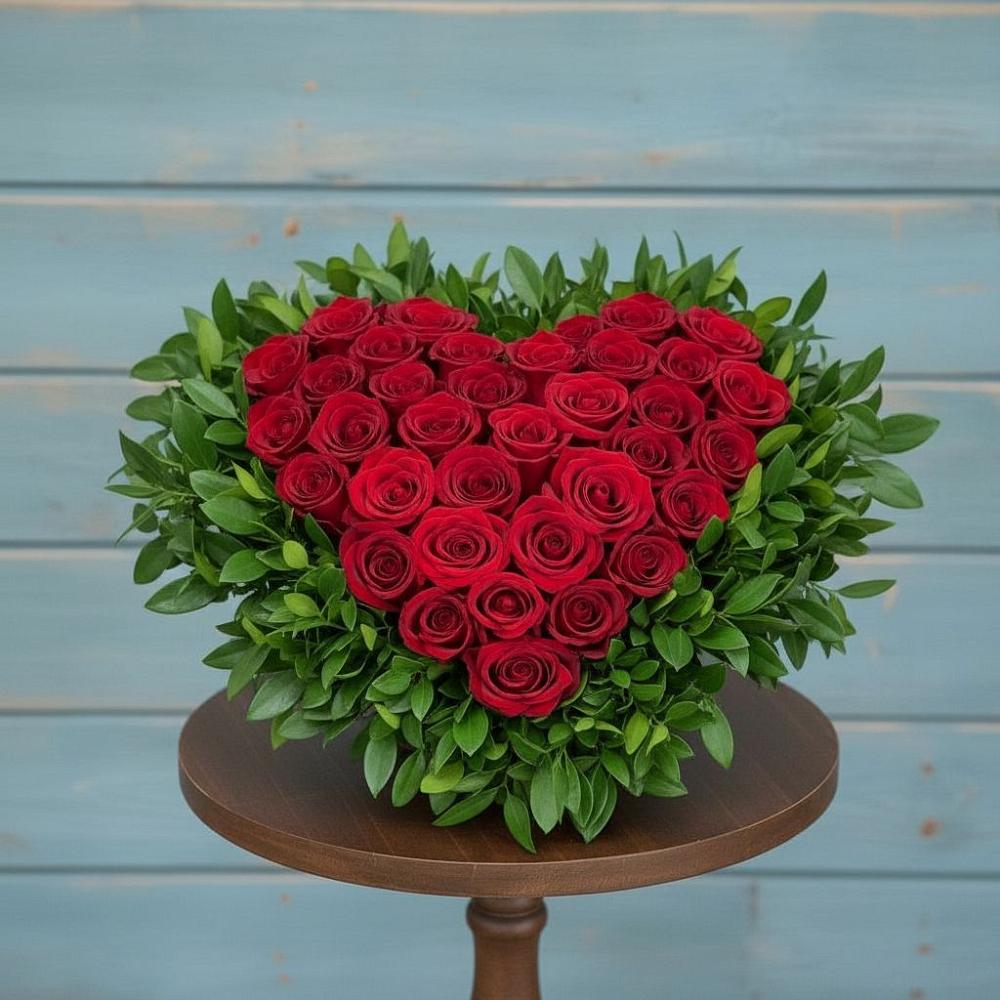 Цветочная композиция из Розы в виде сердца в Красногвардейском