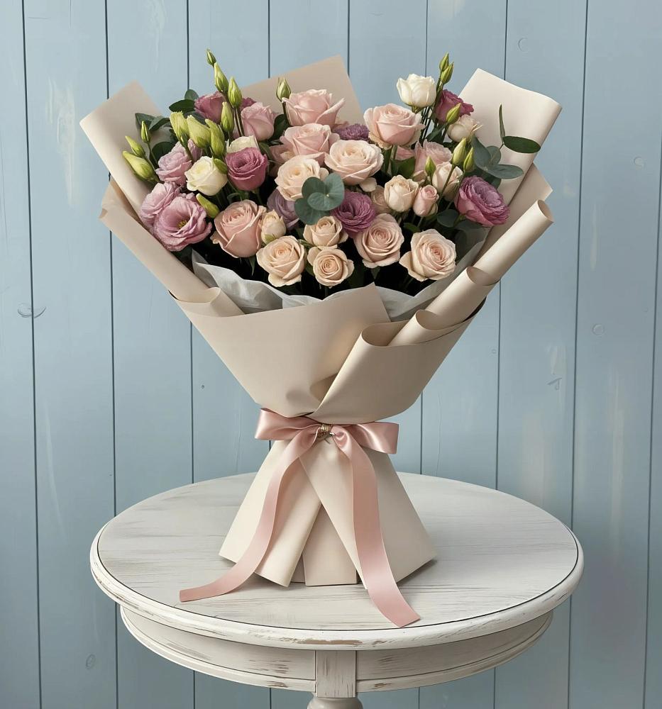 Букет цветов из: Розы и Лизиантусы в Красногвардейском