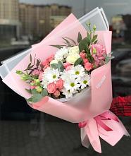 Букет цветов из:  Розы, Лизиантусы и Хризантемы в Красногвардейском