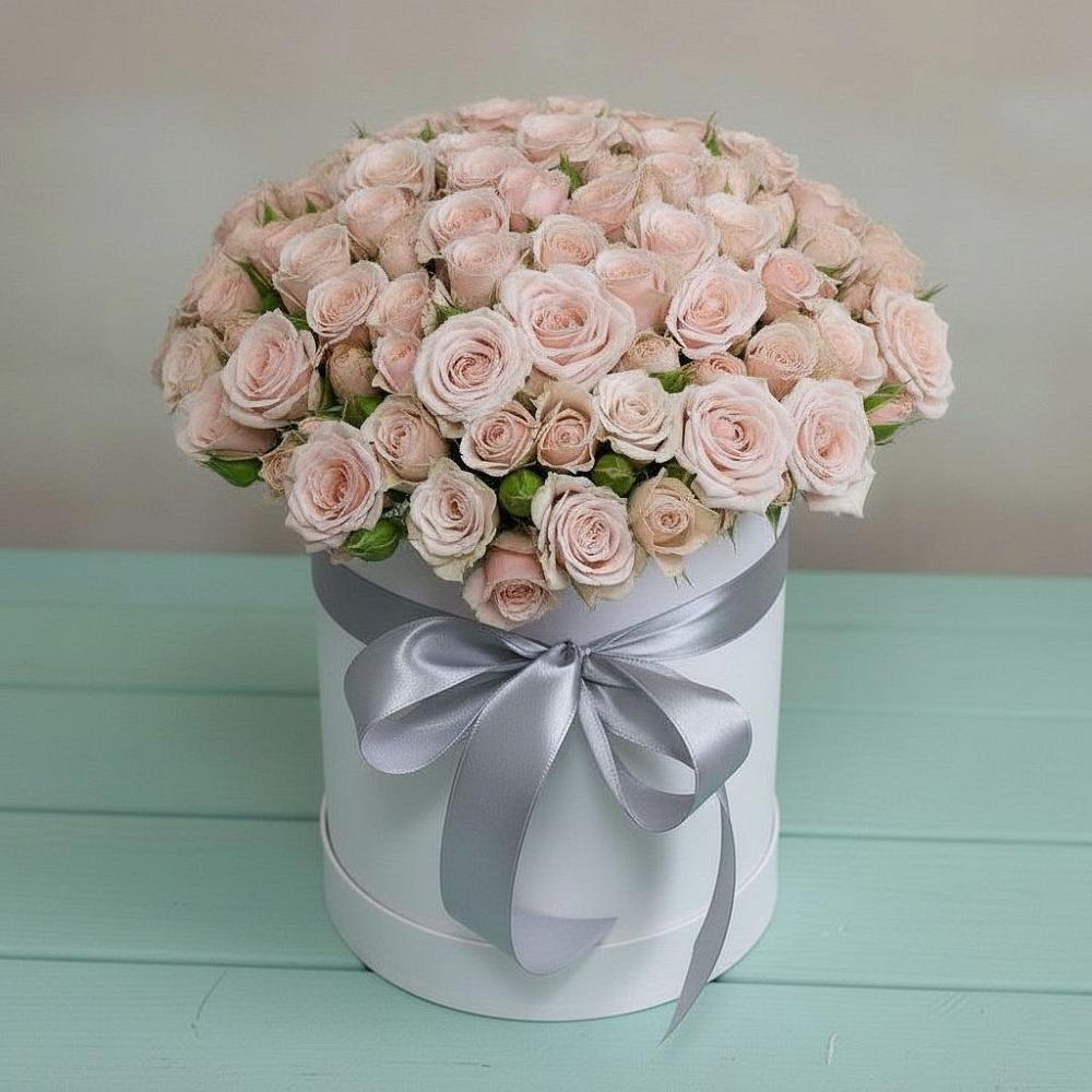 Цветочная композиция из Розы в шляпной коробке в Красногвардейском